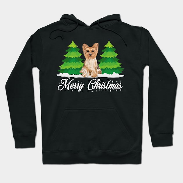 Cute christmas yorkshire terrier dog Hoodie by Éléonore Royer